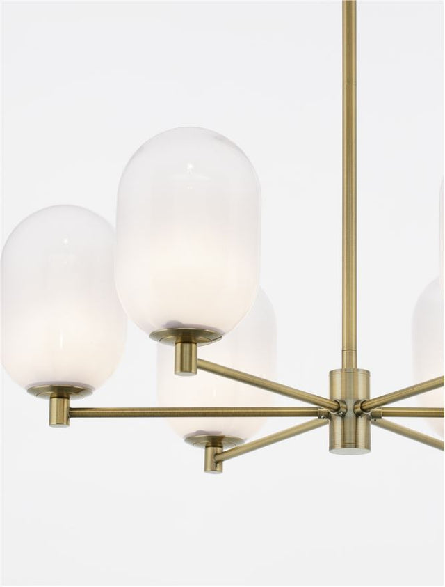 BALOR Brass Gold Metal Gradient White Glass LED G9 6x5 Watt 230 Volt IP20 Bulb Excluded Included Two parts Of Metal 25.2 cm Each Part D: 65 H1: 37.7 H2: 62.6 cm Two Options Of Height 62.6 - 37.7 cm