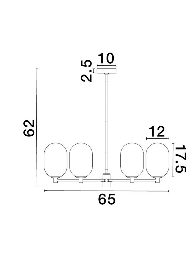 BALOR Brass Gold Metal Gradient White Glass LED G9 6x5 Watt 230 Volt IP20 Bulb Excluded Included Two parts Of Metal 25.2 cm Each Part D: 65 H1: 37.7 H2: 62.6 cm Two Options Of Height 62.6 - 37.7 cm