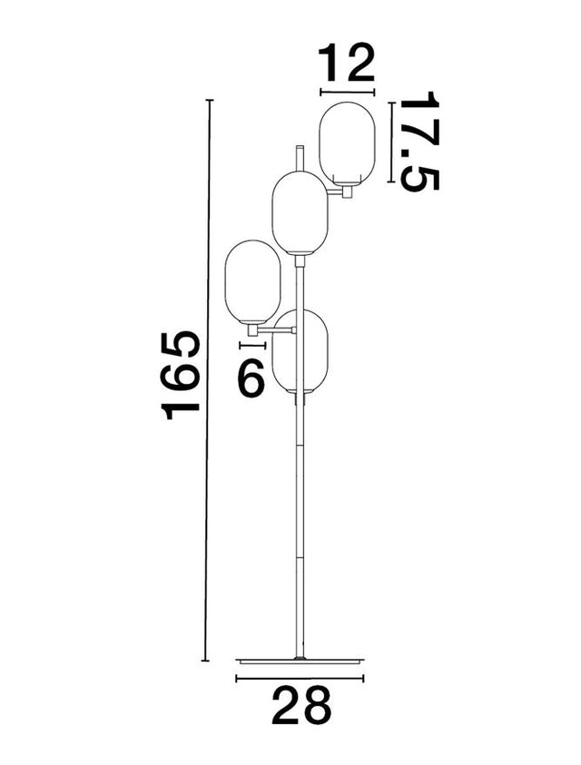 BALOR Brass Gold Metal Gradient White Glass LED G9 4x5 Watt 230 Volt IP20 Bulb Excluded Cable Length: 190 cm D: 28 W: 52.8 H: 165 cm