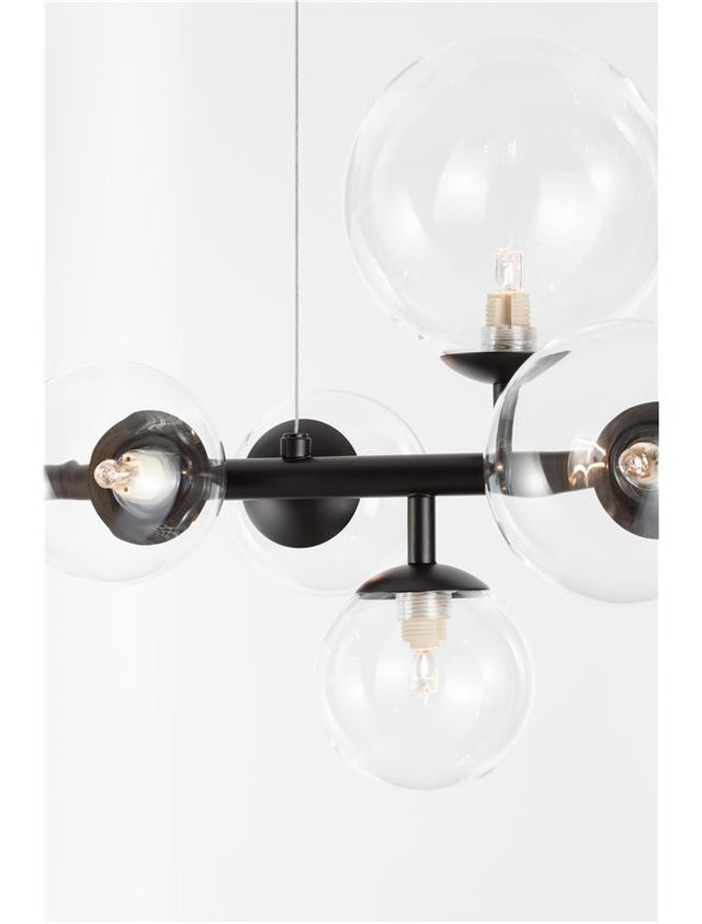 ODILLIA Matt Black Metal & Clear Glass LED G9 7x6 Watt 230 Volt IP20 Bulb Excluded L: 65 W: 28.9 H: 120 cm Adjustable height