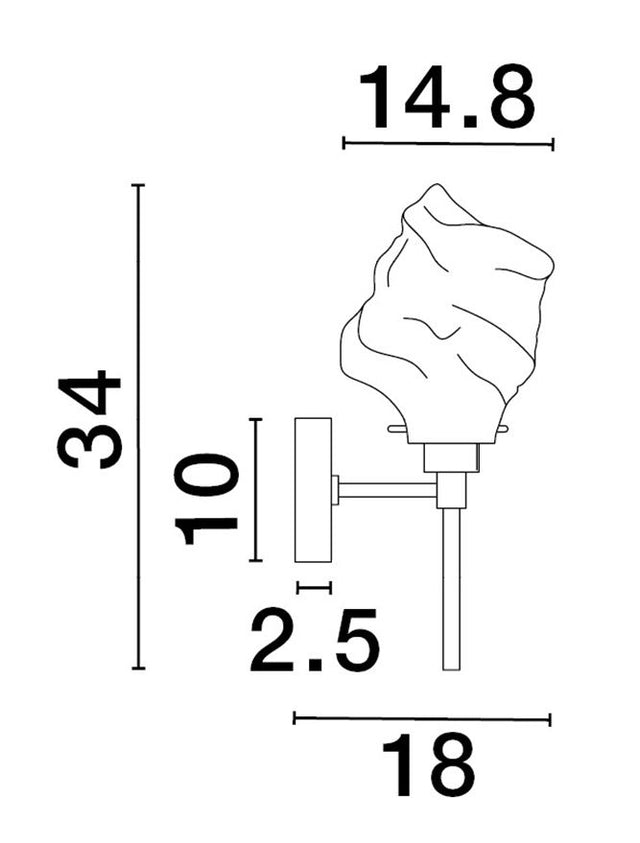 ODELLE Brass Gold Metal & Amber Glass LED E14 Watt 1x5 Watt 230 Volt IP20 Bulb Excluded D: 14.8 W: 18 H: 34 cm Adjustable height