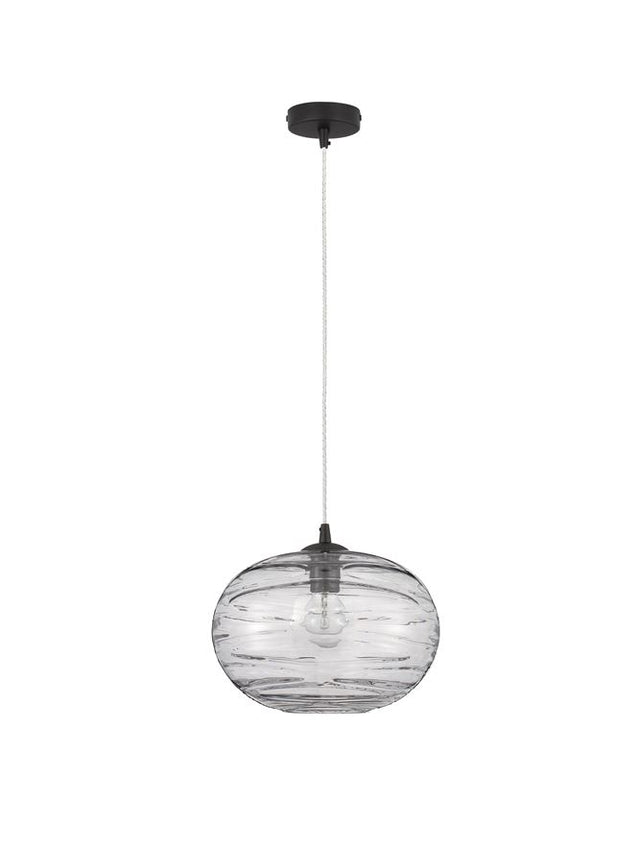 EVLEEN Matt Black Metal & Light Grey Glass LED E27 1x12 Watt 230 Volt IP20 Bulb Excluded D: 30 H 1: 24.5 H 2: 120 cm Adjustable height