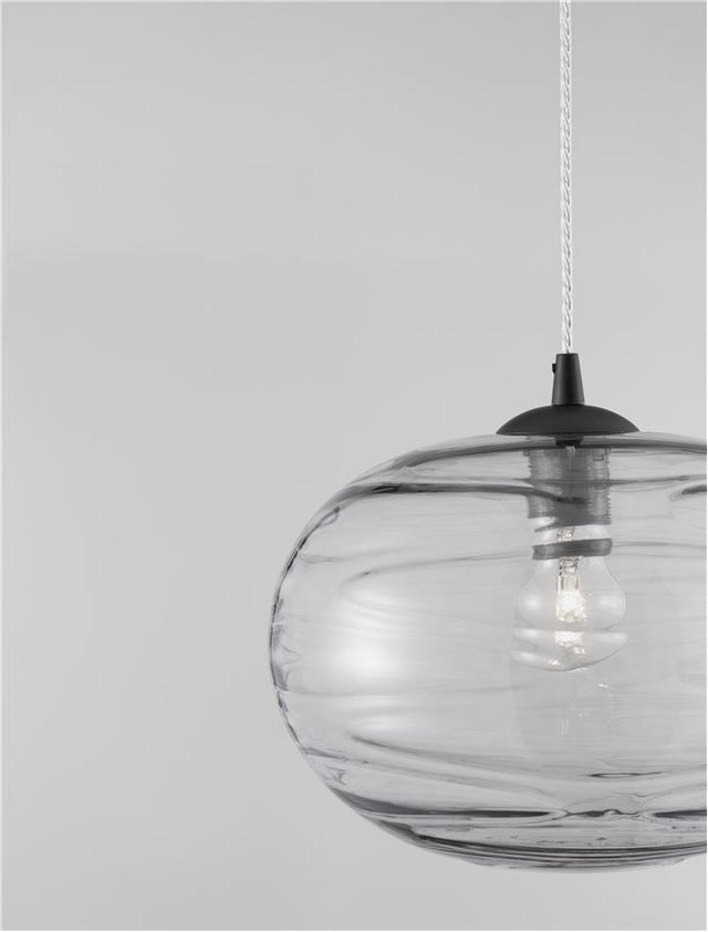 EVLEEN Matt Black Metal & Light Grey Glass LED E27 1x12 Watt 230 Volt IP20 Bulb Excluded D: 30 H 1: 24.5 H 2: 120 cm Adjustable height