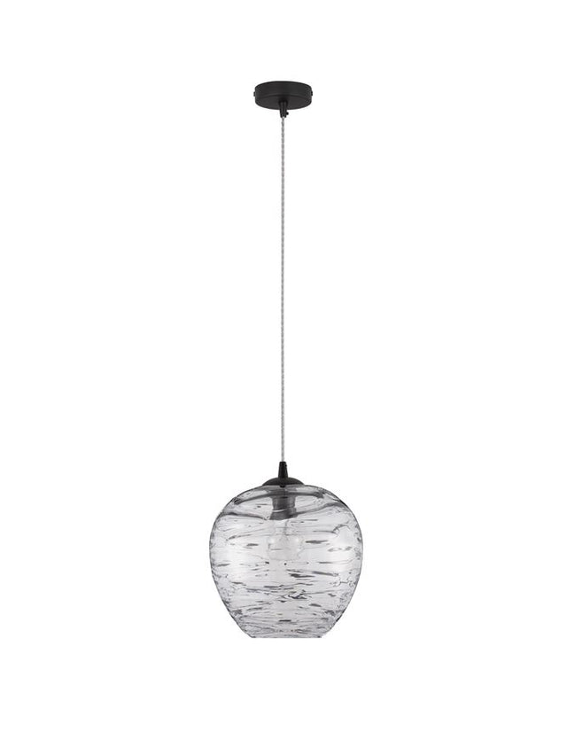 EVLEEN Matt Black Metal & Light Grey Glass LED E27 1x12 Watt 230 Volt IP20 Bulb Excluded D: 25 H 1: 28.5 H 2: 120 cm Adjustable Height