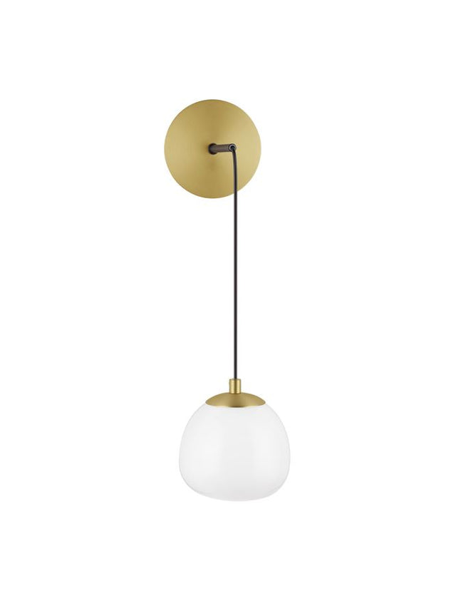 THE EGG Gold & Matt Black Metal Glossy Opal Glass LED G9 1x5 Watt 230 Volt IP20 Bulb Excluded D: 13 W: 20 H: 40 cm Adjustable height