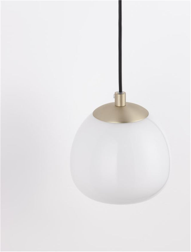 THE EGG Gold & Matt Black Metal Glossy Opal Glass LED G9 1x5 Watt 230 Volt IP20 Bulb Excluded D: 13 W: 20 H: 40 cm Adjustable height