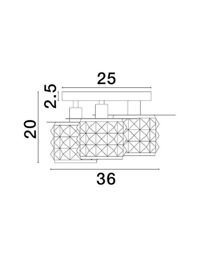 LAWAN Gold Leaf & Matt Black Metal Structured Glass LED E14 3x5 Watt 230 Volt IP20 Bulb Excluded D: 36 H: 20 cm