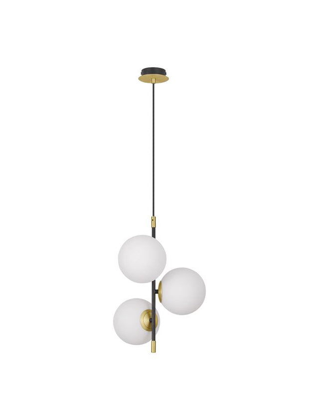 GIT Matt Black & Gold Metal Opal Glass LED G9 3x5 Watt 230 Volt IP20 Bulb Excluded D: 33 H: 120 cm Adjustable height