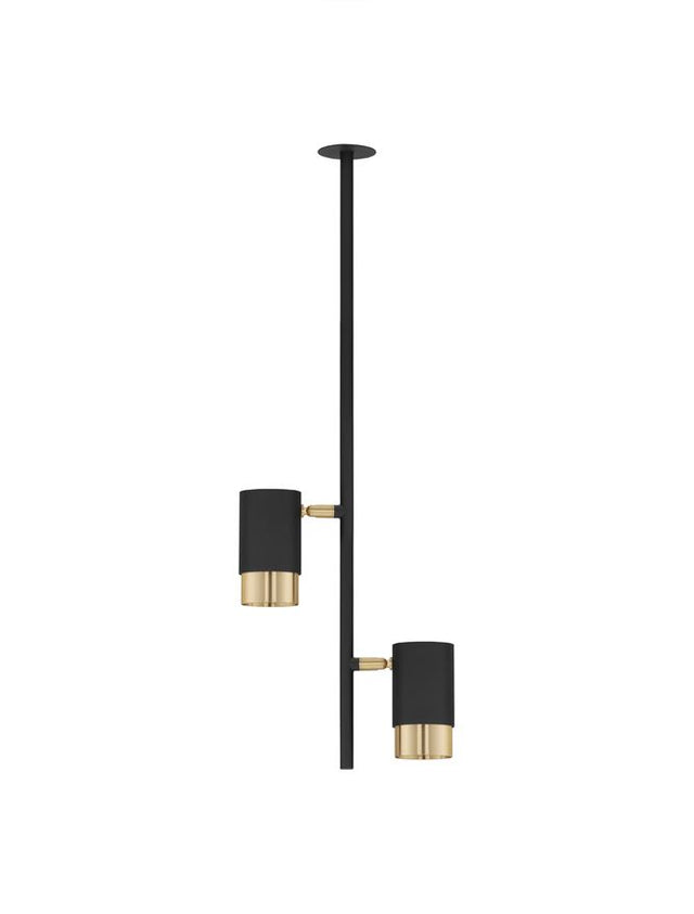 PONGO Sandy Black & Gold Aluminium LED GU10 2x10 Watt 230 Volt IP20 Bulb Excluded D: 5.9 H: 64.6 cm Cut Out: 3.8 cm