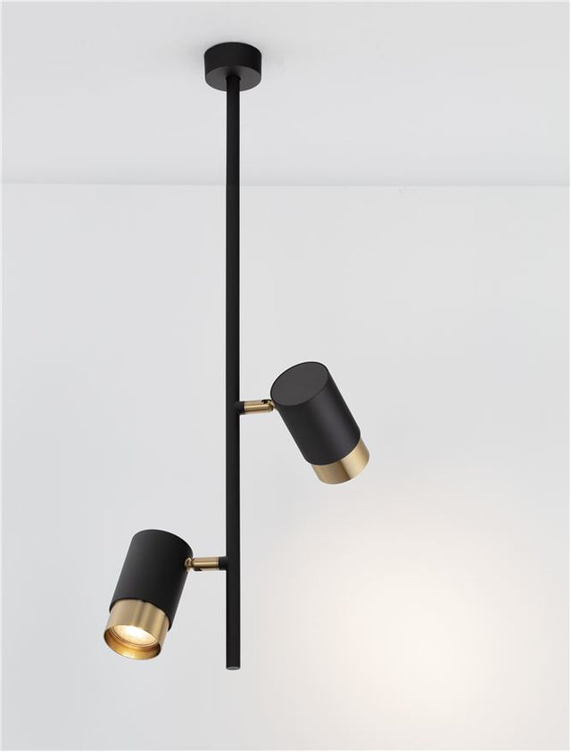 PONGO Sandy Black & Gold Aluminium LED GU10 2x10 Watt 230 Volt IP20 Bulb Excluded D: 5.9 H: 62.7 cm