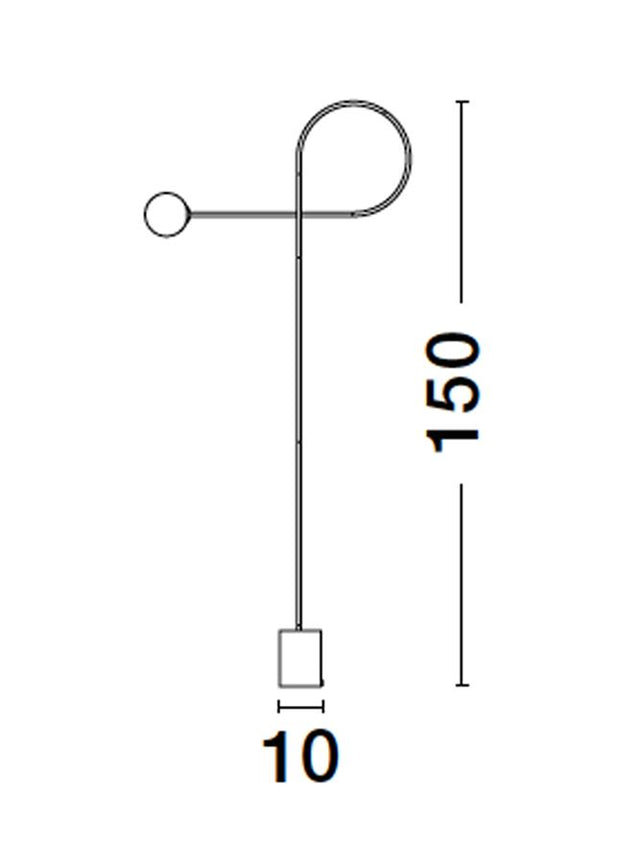 DEDALO Sandy Black Aluminium & Opal Glass LED G9 1x5 Watt 230 Volt IP20 Bulb Excluded Cable Length: 300 cm D: 10 H: 150 cm