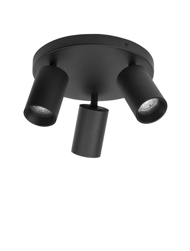 TOD Sandy Black Aluminium LED GU10 3x10 Watt 220-240 Volt IP20 Bulb Excluded D: 22 H1: 9 H2: 12.7 cm Rotating & Adjustable