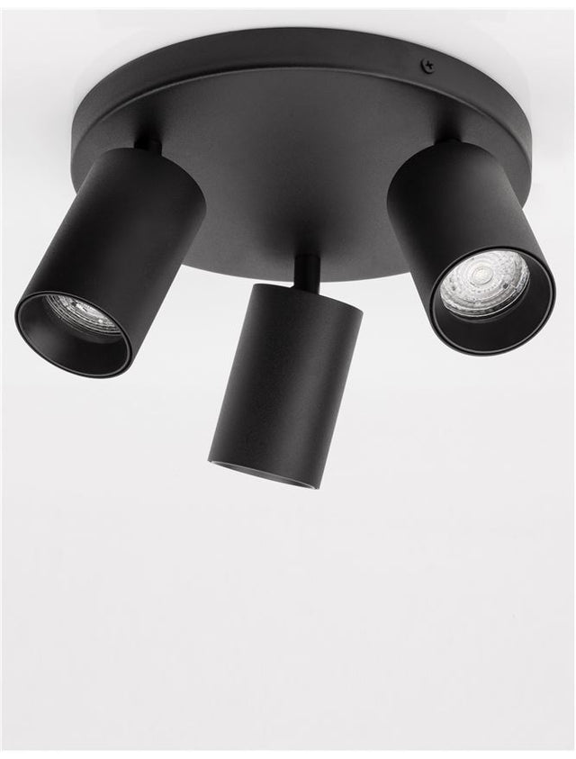 TOD Sandy Black Aluminium LED GU10 3x10 Watt 220-240 Volt IP20 Bulb Excluded D: 22 H1: 9 H2: 12.7 cm Rotating & Adjustable