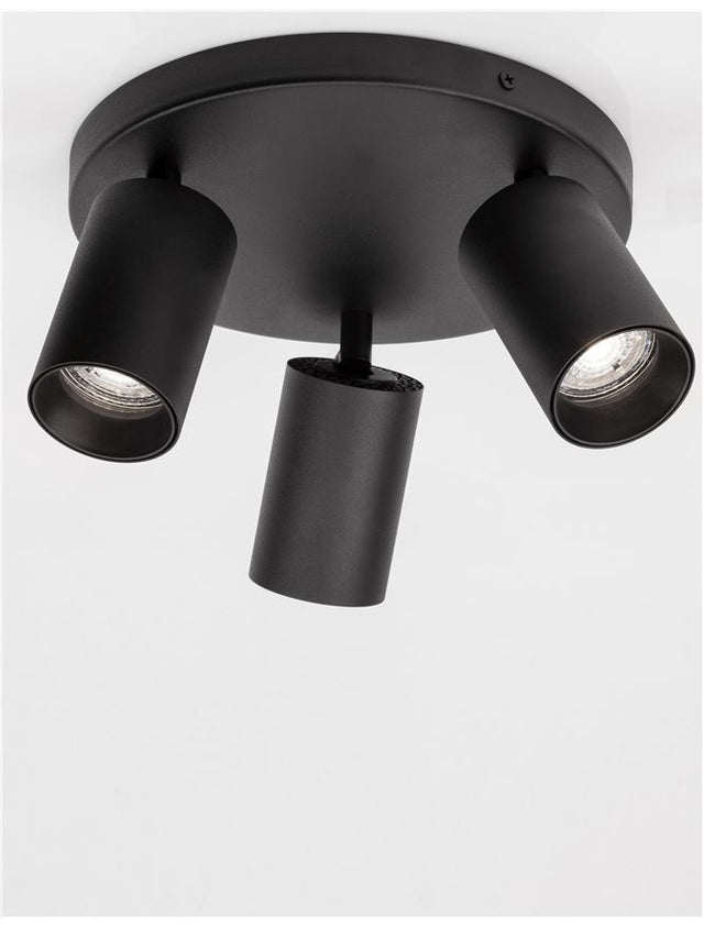 TOD Sandy Black Aluminium LED GU10 3x10 Watt 220-240 Volt IP20 Bulb Excluded D: 22 H1: 9 H2: 12.7 cm Rotating & Adjustable