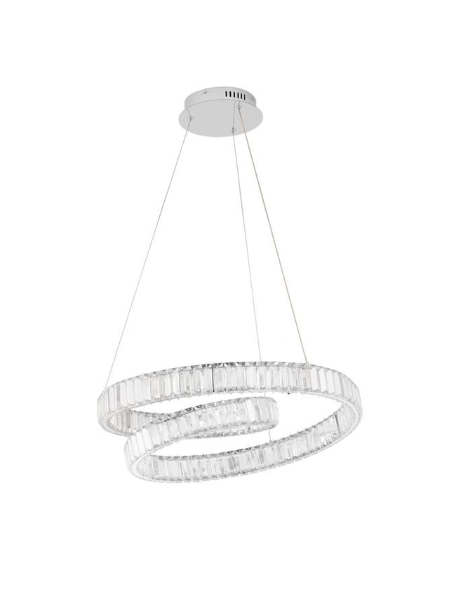 CONCETO Triac Dimmable Chrome Metal & Crystal LED 50W 230 Volt 4070Lm 3500K IP20 Class I D: 60 H: 120 cm Adjustable Height