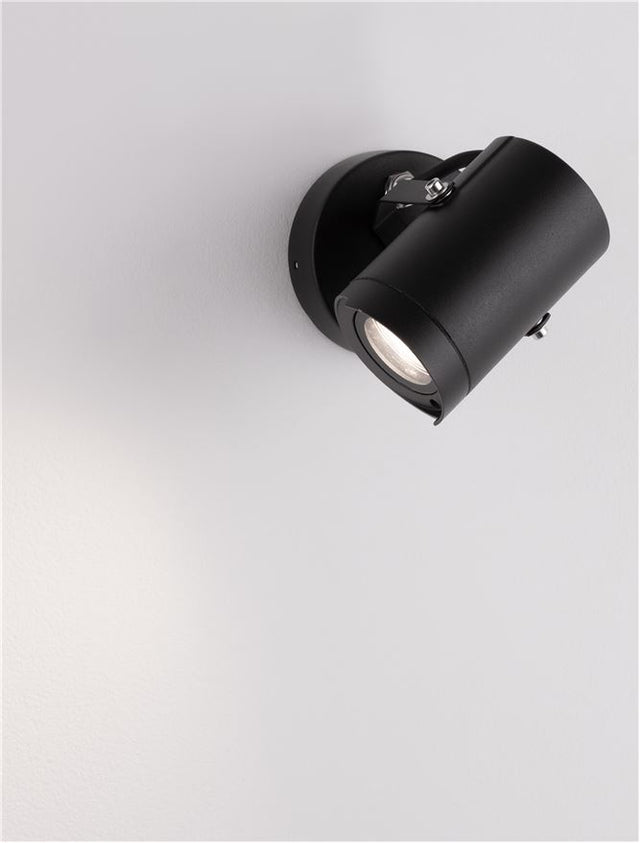 KIMIKO Black Aluminium & Clear Glass LED GU10 1x10 Watt 220-240 Volt Bulb Excluded IP54 D: 7 H: 12.5 cm