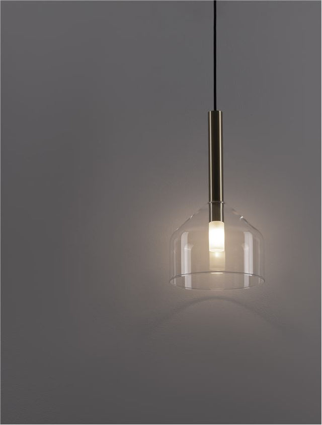 AMELIA Sandy Gold Metal & Clear Glass LED G9 1x5 Watt 230 Volt IP20 Bulb Excluded D: 20 H: 191 cm Adjustable Height