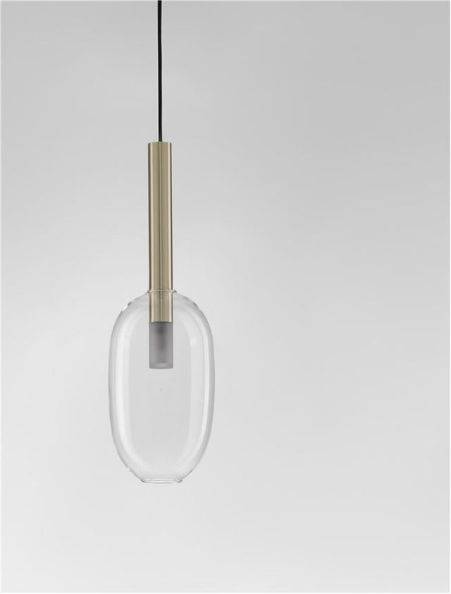 AMELIA Sandy Gold Metal & Clear Glass LED G9 1x5 Watt 230 Volt IP20 Bulb Excluded D: 14 H: 179 cm Adjustable Height