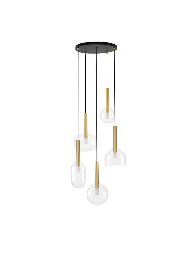 AMELIA Sandy Gold Metal & Clear Glass LED G9 5x5 Watt 230 Volt IP20 Bulb Excluded D: 60 H: 191 cm Adjustable Height