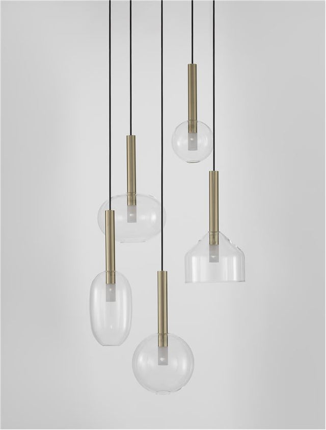 AMELIA Sandy Gold Metal & Clear Glass LED G9 5x5 Watt 230 Volt IP20 Bulb Excluded D: 60 H: 191 cm Adjustable Height