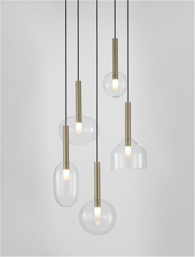 AMELIA Sandy Gold Metal & Clear Glass LED G9 5x5 Watt 230 Volt IP20 Bulb Excluded D: 60 H: 191 cm Adjustable Height