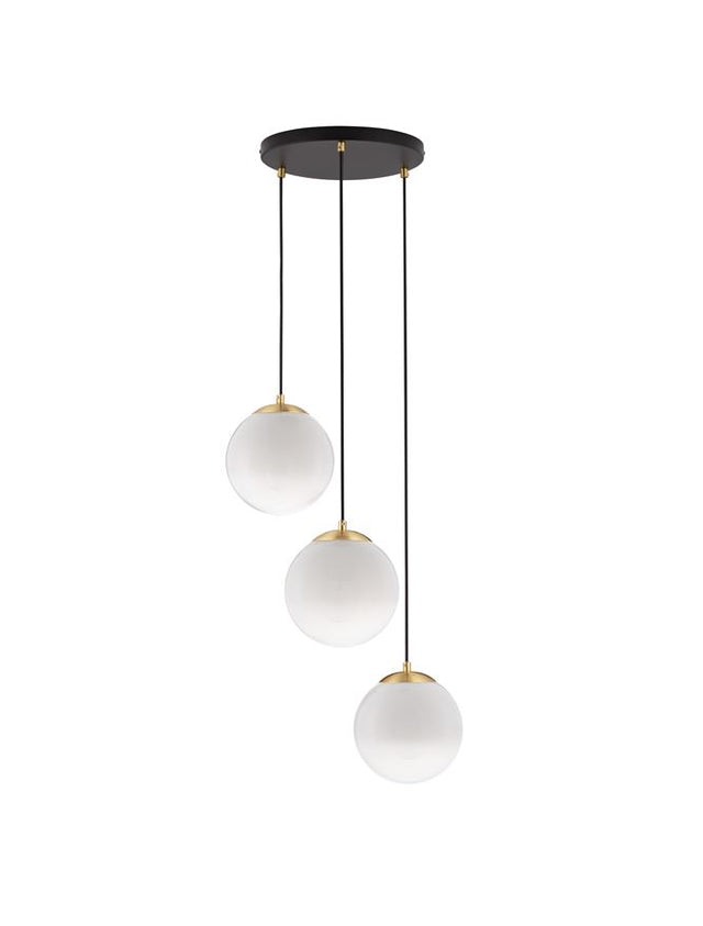 VITA Brass Gold Metal & Gradient White Glass LED E27 3x12 Watt 230 Volt IP20 Bulb Excluded D: 30 H: 120 cm Adjustable Height