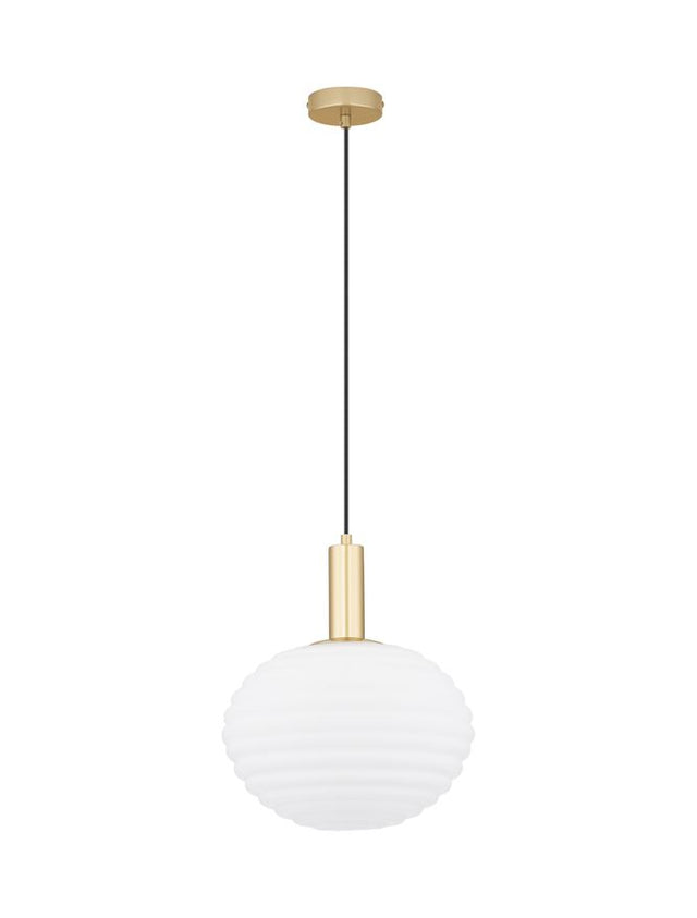 ALLEN Matt Gold Metal & Milky White Structured Glass LED E27 1x12 Watt 230 Volt IP20 Bulb Excluded 32 D: 32 H: 120 cm Adjustable height