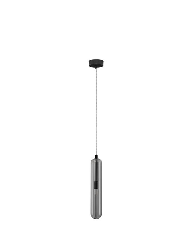 GUSTAVE Light Smoky Grey Glass & Matt Black Metal LED G9 1x5 Watt 230 Volt IP20 Bulb Excluded D: 6 H: 120 cm Adjustable height