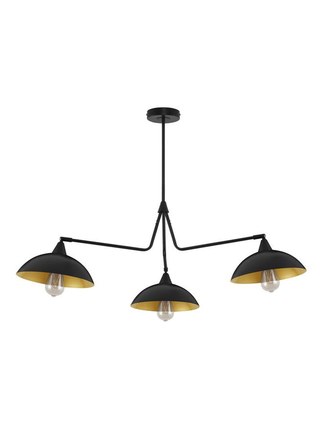 MIRBA Sandy Black Metal Outside Gold Metal Inside LED E27 3x12 Watt 230 Volt IP20 Bulb Excluded D: 113 H: 70 cm Fixed height Adjustable