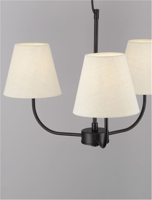 MOIST Black Metal & Cream Fabric Shade LED E27 3x12 Watt 230 Volt IP20 Bulb Excluded D: 52 H1: 38 H2: 98 cm Adjustable Height