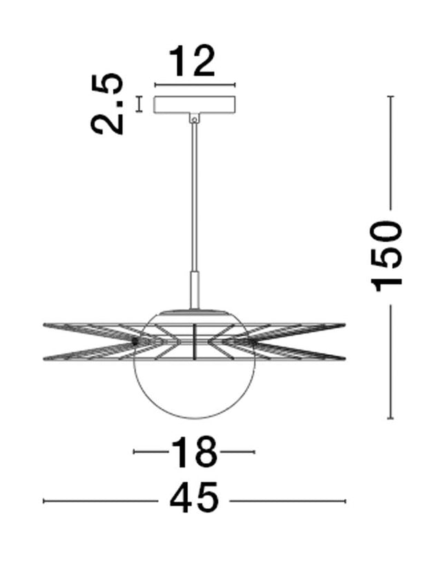 ELLERY Gold Metal & Opal Glass LED E27 1x12 Watt 230 Volt IP20 Bulb Excluded D: 45 H1: 22.5 H2: 150 cm Adjustable height