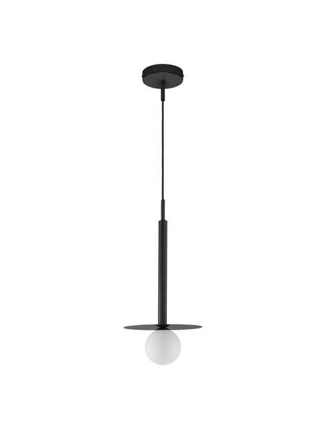 PIELO Sandy Black Metal Opal Glass LED G9 1x5 Watt 230 Volt IP20 Bulb Excluded D: 22 H1: 55 H2: 150 cm Adjustable height