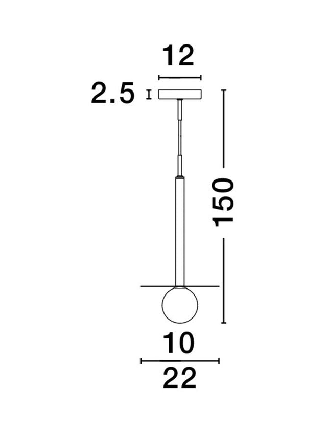 PIELO Sandy Black Metal Opal Glass LED G9 1x5 Watt 230 Volt IP20 Bulb Excluded D: 22 H1: 55 H2: 150 cm Adjustable height