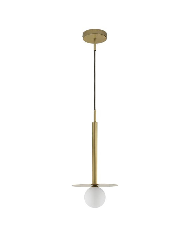 PIELO Brass Gold Metal Opal Glass LED G9 1x5 Watt 230 Volt IP20 Bulb Excluded D: 22 H1: 55 H2: 150 cm Adjustable height