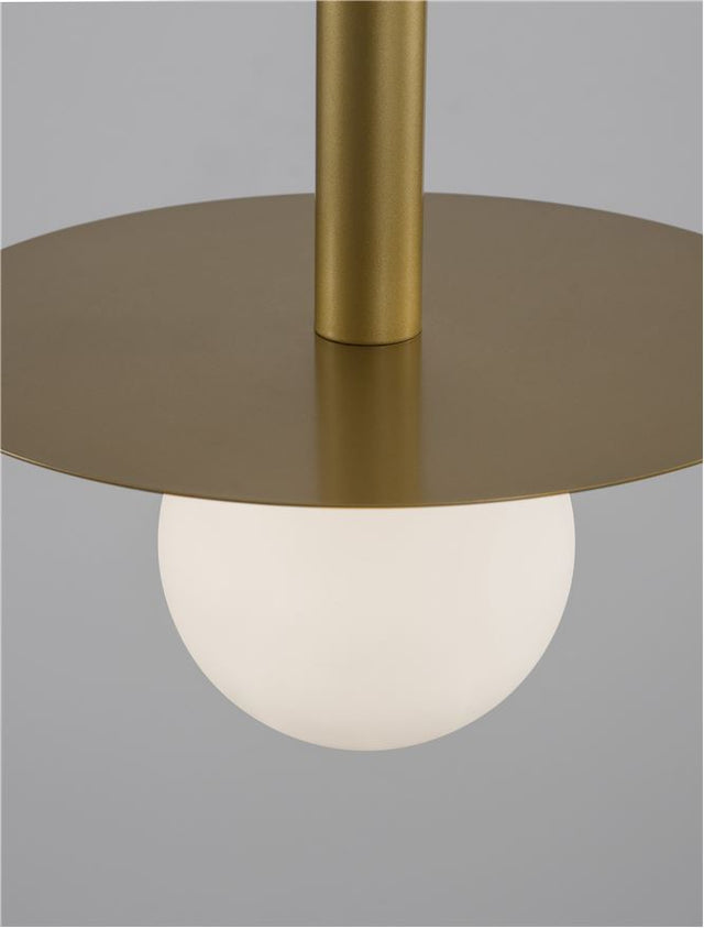 PIELO Brass Gold Metal Opal Glass LED G9 1x5 Watt 230 Volt IP20 Bulb Excluded D: 22 H1: 55 H2: 150 cm Adjustable height