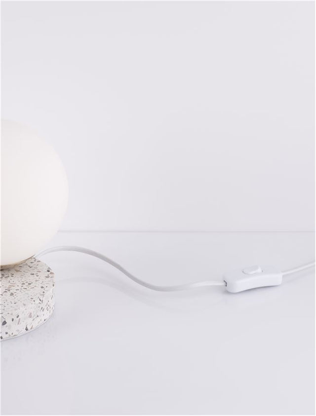 BESON Grey Marble Base Opal Glass LED E14 1x5 Watt 230 Volt IP20 Bulb Excluded Cable Length: 150 cm D: 15 W: 17.5 H: 18 cm