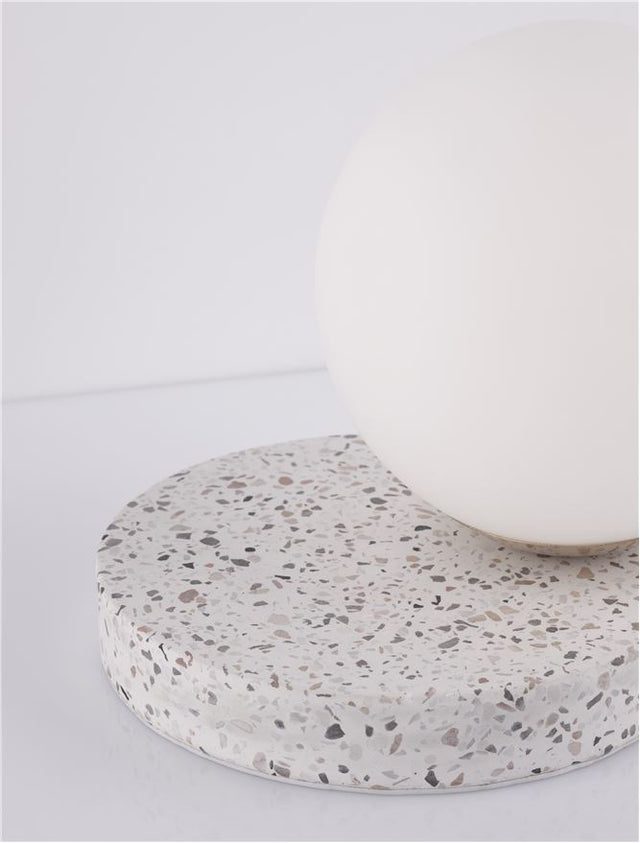 BESON Grey Marble Base Opal Glass LED E14 1x5 Watt 230 Volt IP20 Bulb Excluded Cable Length: 150 cm D: 15 W: 17.5 H: 18 cm