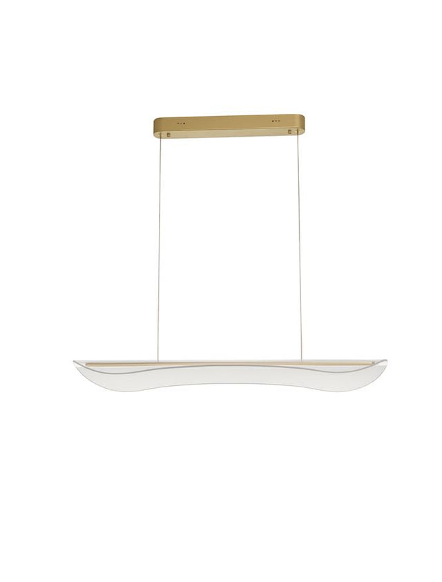 AGOS Triac Dimmable Gold Aluminium & Acrylic LED 34 Watt 230 Volt 2562Lm 3000K IP20 L: 98 W: 21 H: 150 cm Adjustable Height