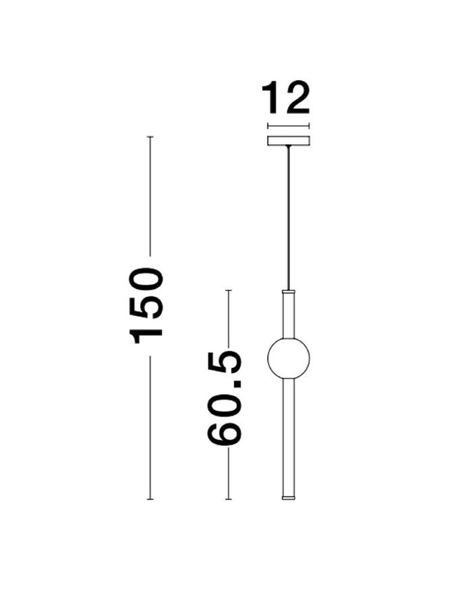 NEUTRON Gold Aluminium & Acrylic LED 11 Watt 230 Volt 734Lm 3000K IP20 D: 12 H: 150 cm Adjustable Height