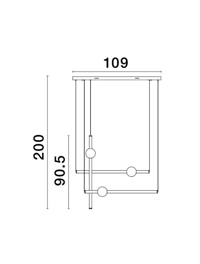 NEUTRON Triac Dimmable Gold Aluminium & Acrylic LED 59 Watt 230 Volt 3687Lm 3000K IP20 L: 109 W: 20 H: 200 cm Adjustable Height