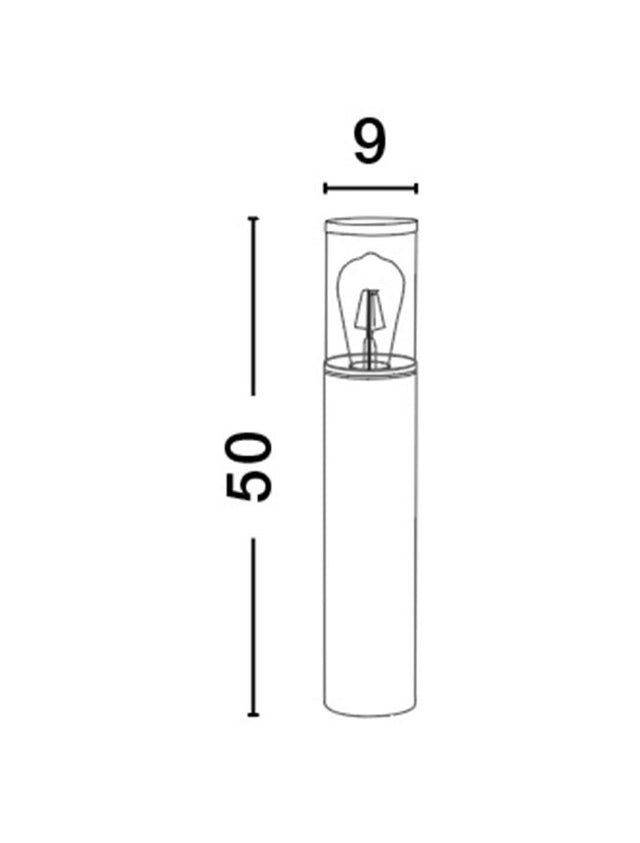 ZOSIA Dark Grey Aluminum & Clear Acrylic LED E27 1x12 Watt 220-240 Volt Bulb Excluded IP65 D: 9 H: 50 cm