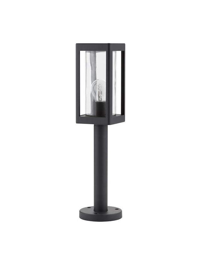 FIGO Dark Grey Aluminum & Clear Glass LED E27 1x12 Watt 220-240 Volt Bulb Excluded IP54 L: 11 W: 11 H: 50 cm