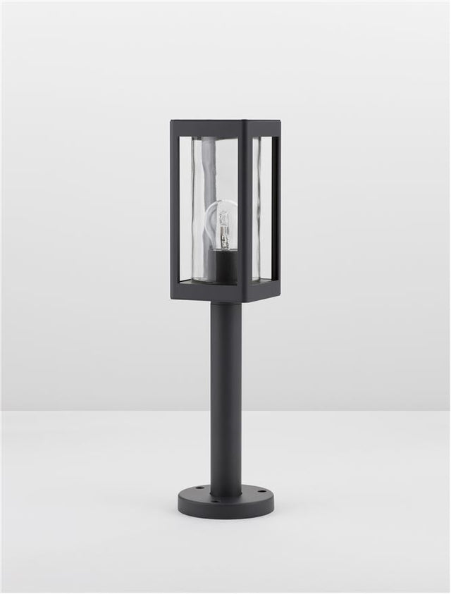 FIGO Dark Grey Aluminum & Clear Glass LED E27 1x12 Watt 220-240 Volt Bulb Excluded IP54 L: 11 W: 11 H: 50 cm