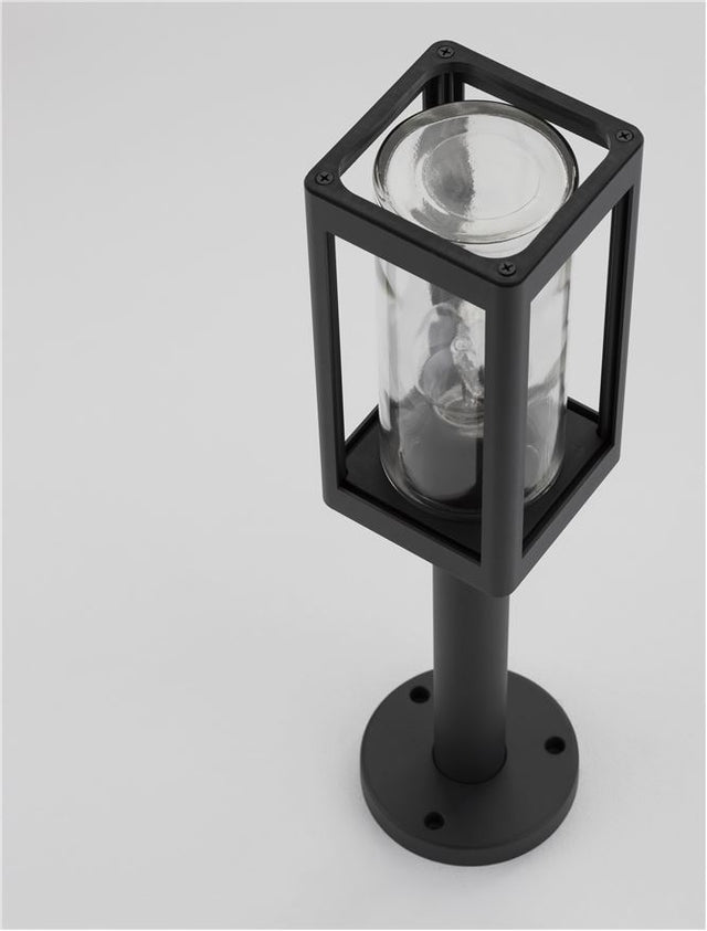 FIGO Dark Grey Aluminum & Clear Glass LED E27 1x12 Watt 220-240 Volt Bulb Excluded IP54 L: 11 W: 11 H: 50 cm