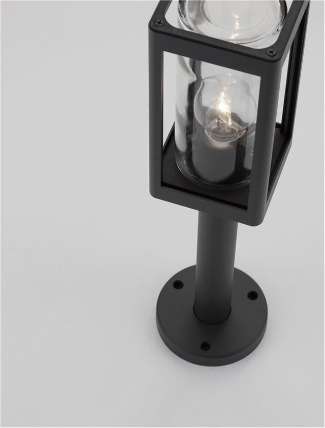 FIGO Dark Grey Aluminum & Clear Glass LED E27 1x12 Watt 220-240 Volt Bulb Excluded IP54 L: 11 W: 11 H: 50 cm