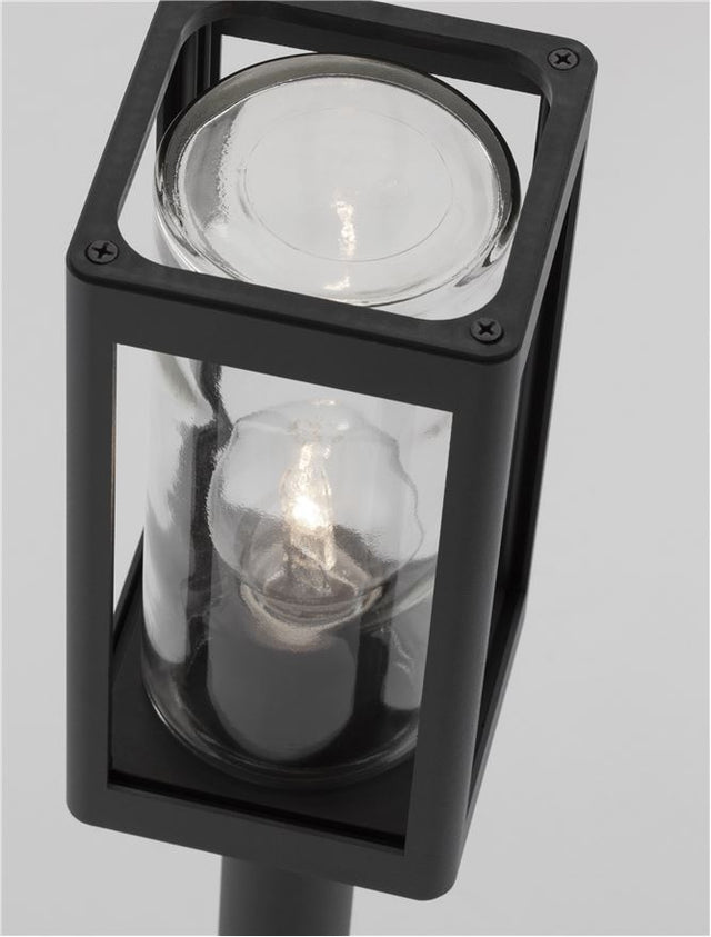 FIGO Dark Grey Aluminum & Clear Glass LED E27 1x12 Watt 220-240 Volt Bulb Excluded IP54 L: 11 W: 11 H: 50 cm