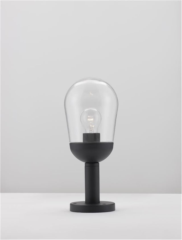 OMIKA Dark Grey Aluminum & Clear Glass LED E27 1x12 Watt 220-240 Volt Bulb Excluded IP54 D: 15 H: 37 cm