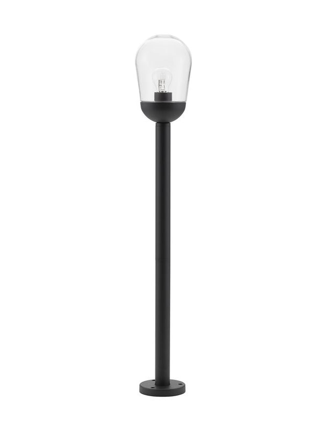 OMIKA Dark Grey Aluminum & Clear Glass LED E27 1x12 Watt 220-240 Volt Bulb Excluded IP54 D: 15 H: 97 cm