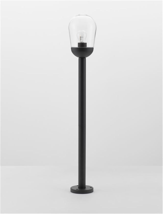 OMIKA Dark Grey Aluminum & Clear Glass LED E27 1x12 Watt 220-240 Volt Bulb Excluded IP54 D: 15 H: 97 cm