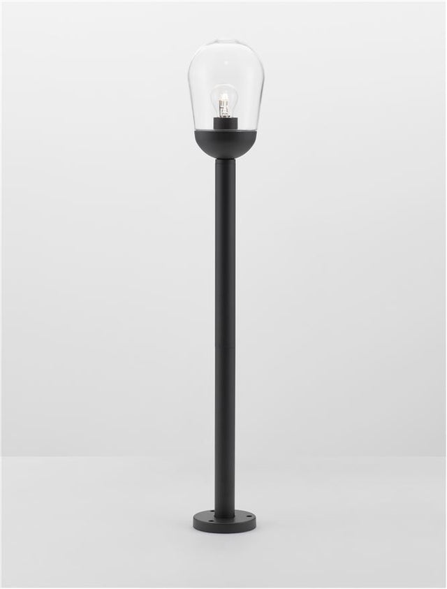 OMIKA Dark Grey Aluminum & Clear Glass LED E27 1x12 Watt 220-240 Volt Bulb Excluded IP54 D: 15 H: 97 cm